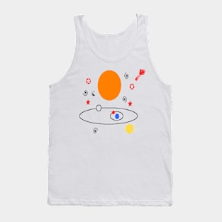 Star Systems Design on White Background Tank Top